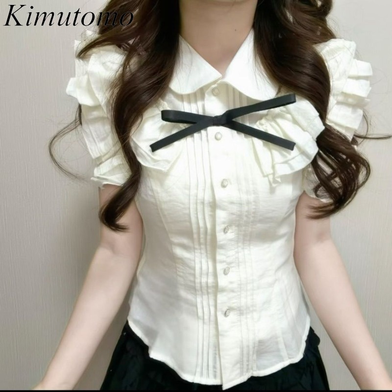 Vintage Fashion Style Female - قمصان كيموتومو النسائية الأنيقة ذات الياقة