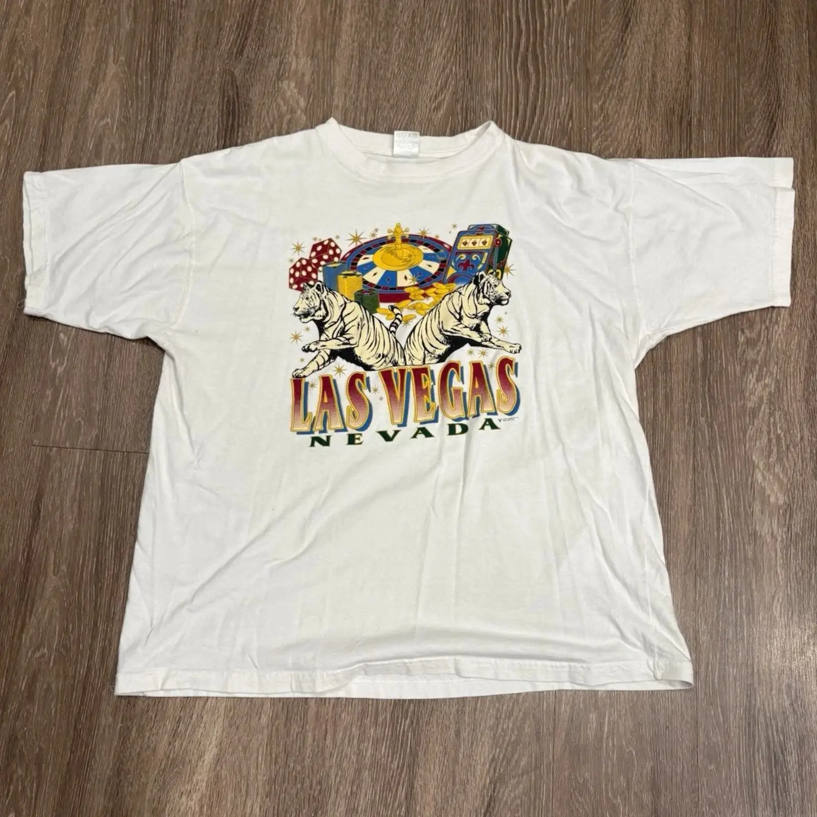 Vintage Fashion Las Vegas - تي شيرت رجالي من قطن أبيض