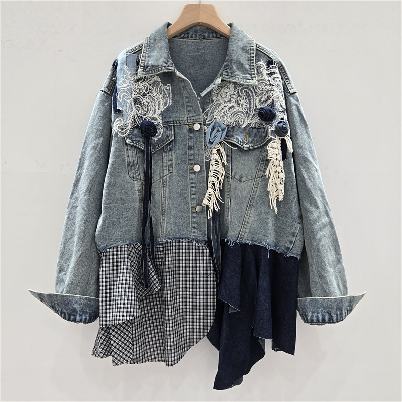Patchwork Jean Jacket - SuperAen خريف 2025 سترات نسائية جديدة