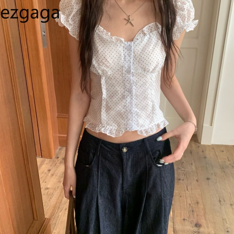 Vintage Fashion Style Female - قمصان إزجاغا النسائية المطبوعة بنقاط البولكا