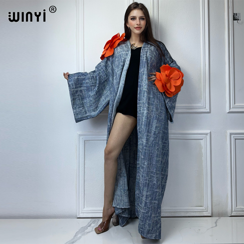 Patchwork Jean Jacket - WINYI-كيمونو سترة فستان طويل ، غسل