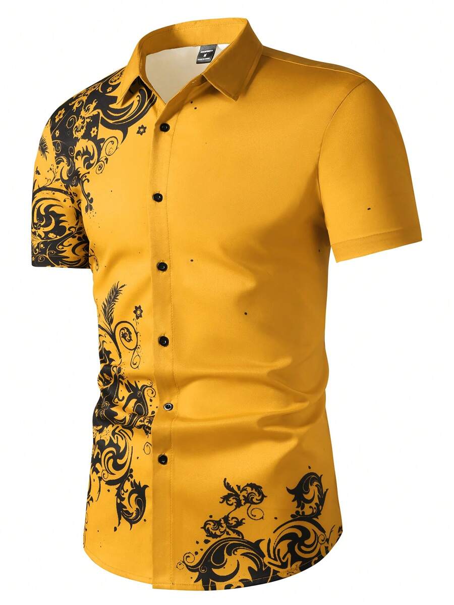 Printed Floral Shirt - قميص رجالي كاجوال من مانفينيتي بأكمام