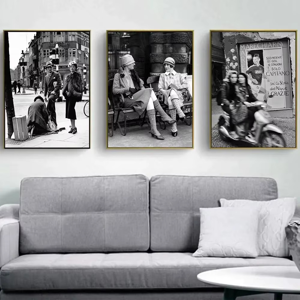 Vintage Fashion Photography - طباعة فوتوغرافية عتيقة باللونين الأسود والأبيض،
