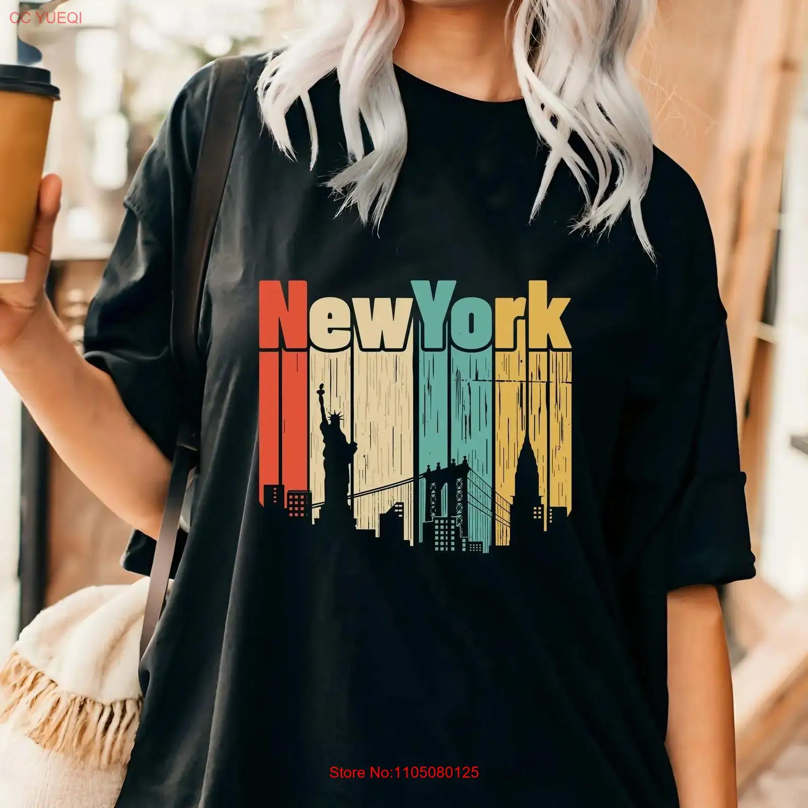 Vintage Fashion New York - نيويورك ريترو تي شيرت الولايات المتحدة