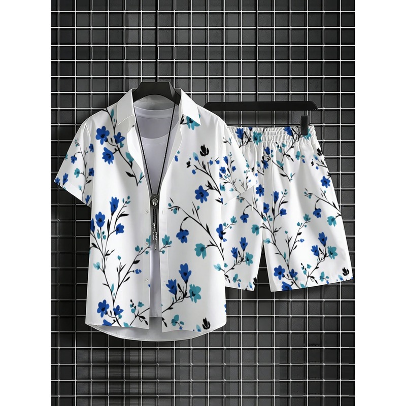 طقم قميص قصير الأكمام مع شورت  - مراجعة Printed Floral Shirt وسعره