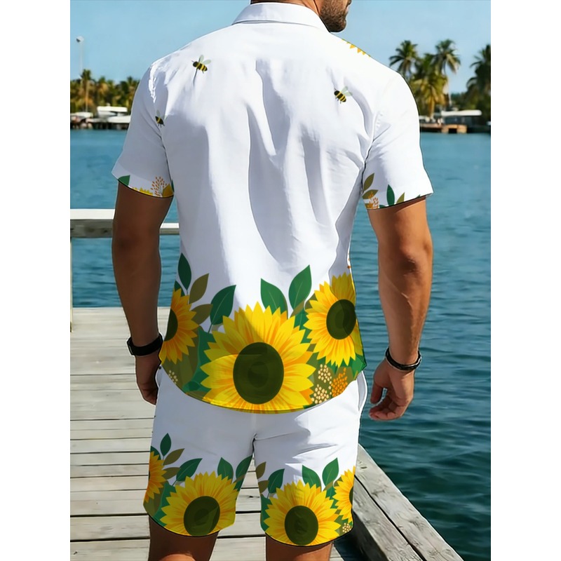 طقم قميص وشورت للرجال مطبوع بن - مراجعة Printed Floral Shirt وسعره