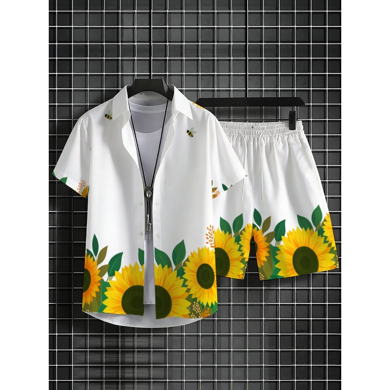 طقم قميص وشورت للرجال مطبوع بن - مراجعة Printed Floral Shirt وسعره