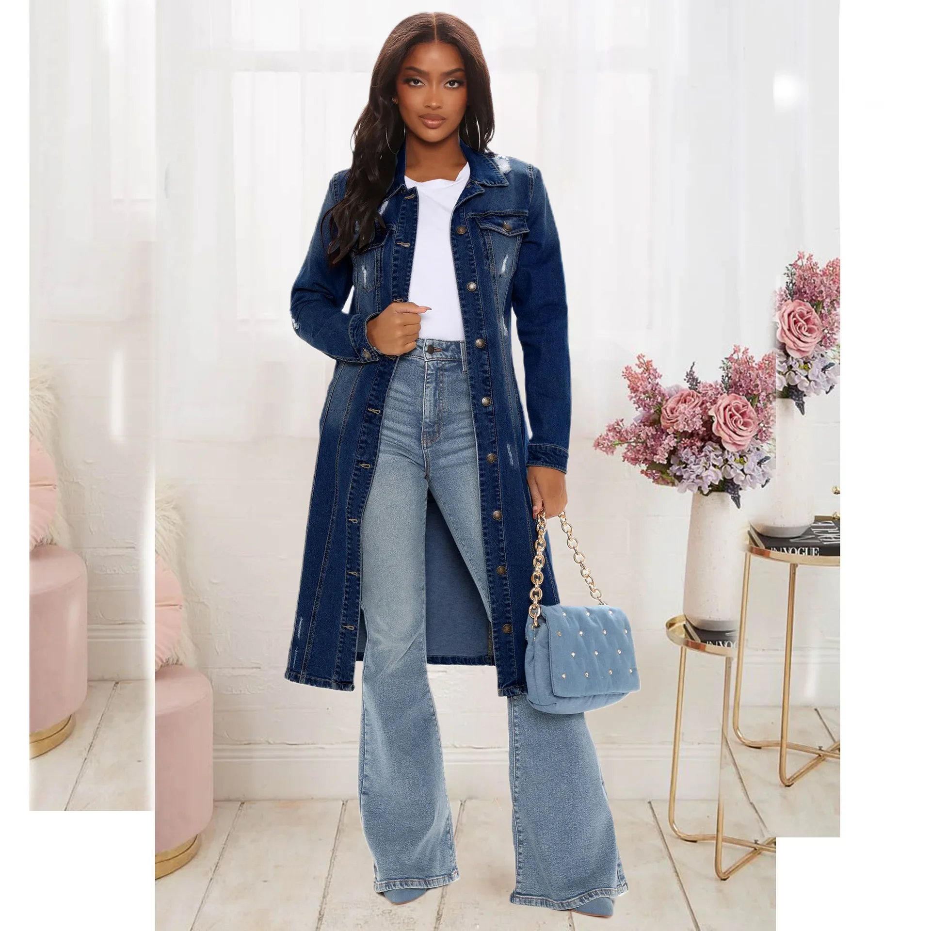 معطف نسائي من القطن والدنيم لل - مراجعة Patchwork Jean Jacket وسعره
