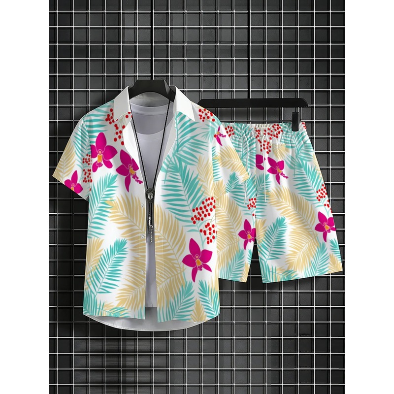 طقم قميص بأكمام قصيرة وبنطلون  - مراجعة Printed Floral Shirt وسعره