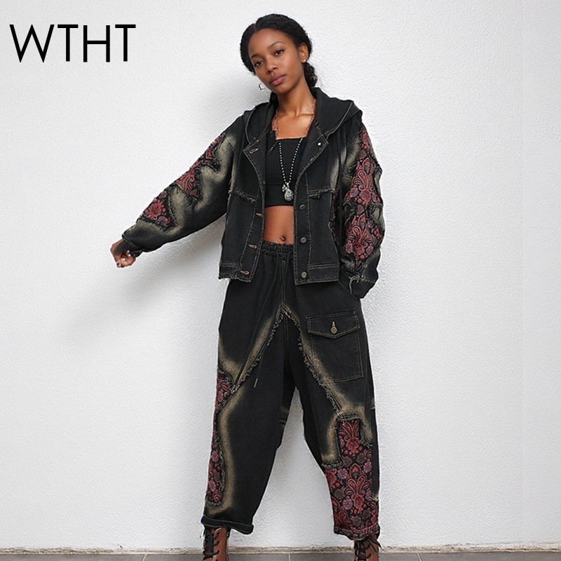 WTHT موضة المرأة غسل المرقعة ط - مراجعة Patchwork Jean Jacket وسعره