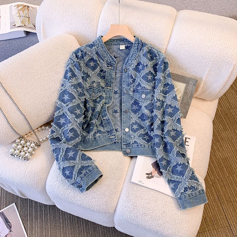 معطف نسائي من قماش الدنيم سترا - مراجعة Patchwork Jean Jacket وسعره