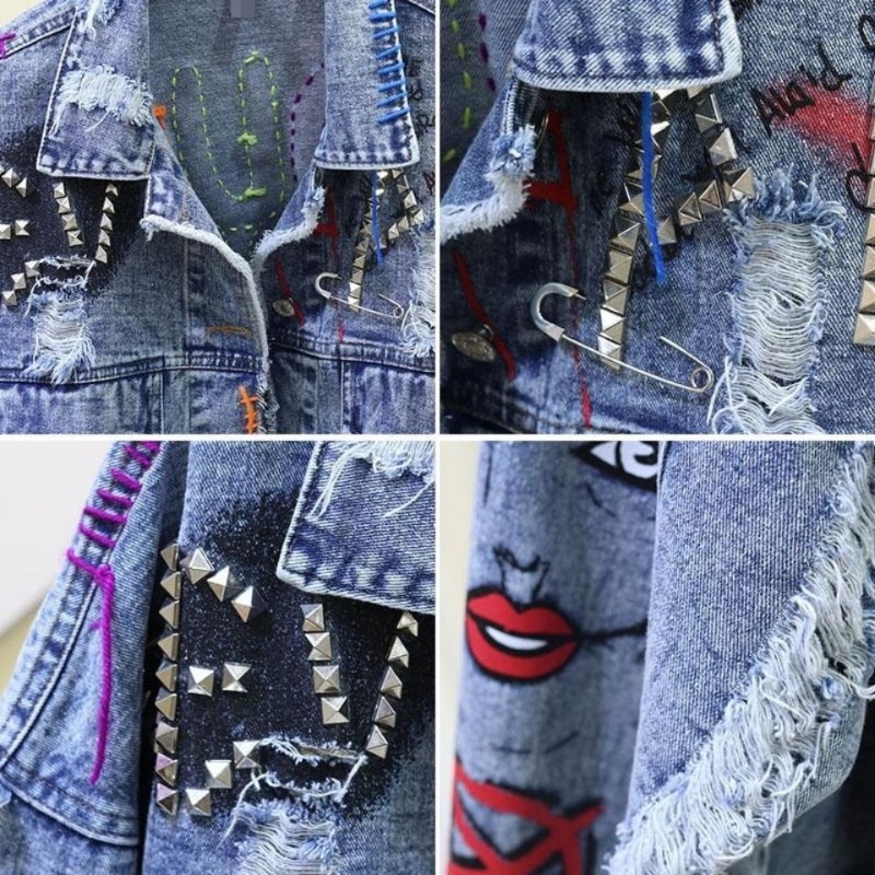 العصرية الكتابة على الجدران عا - مراجعة Patchwork Jean Jacket وسعره