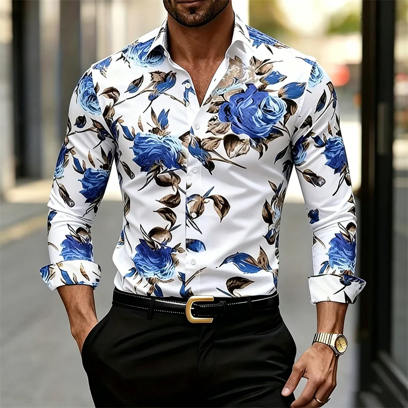 قميص رجالي بأكمام طويلة وياقة  - مراجعة Printed Floral Shirt وسعره