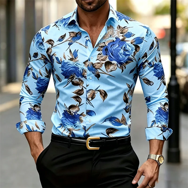 قميص رجالي بأكمام طويلة وياقة  - مراجعة Printed Floral Shirt وسعره