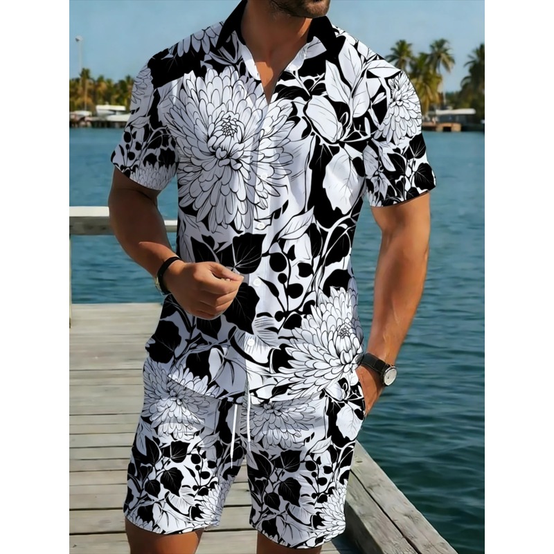 طقم قميص رجالي بأكمام قصيرة وط - مراجعة Printed Floral Shirt وسعره