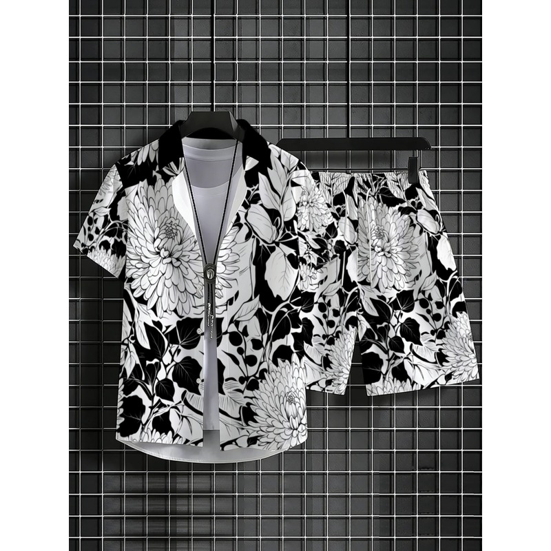 طقم قميص رجالي بأكمام قصيرة وط - مراجعة Printed Floral Shirt وسعره