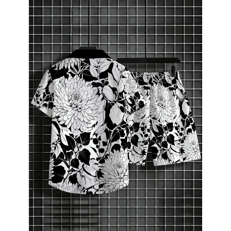 طقم قميص رجالي بأكمام قصيرة وط - مراجعة Printed Floral Shirt وسعره