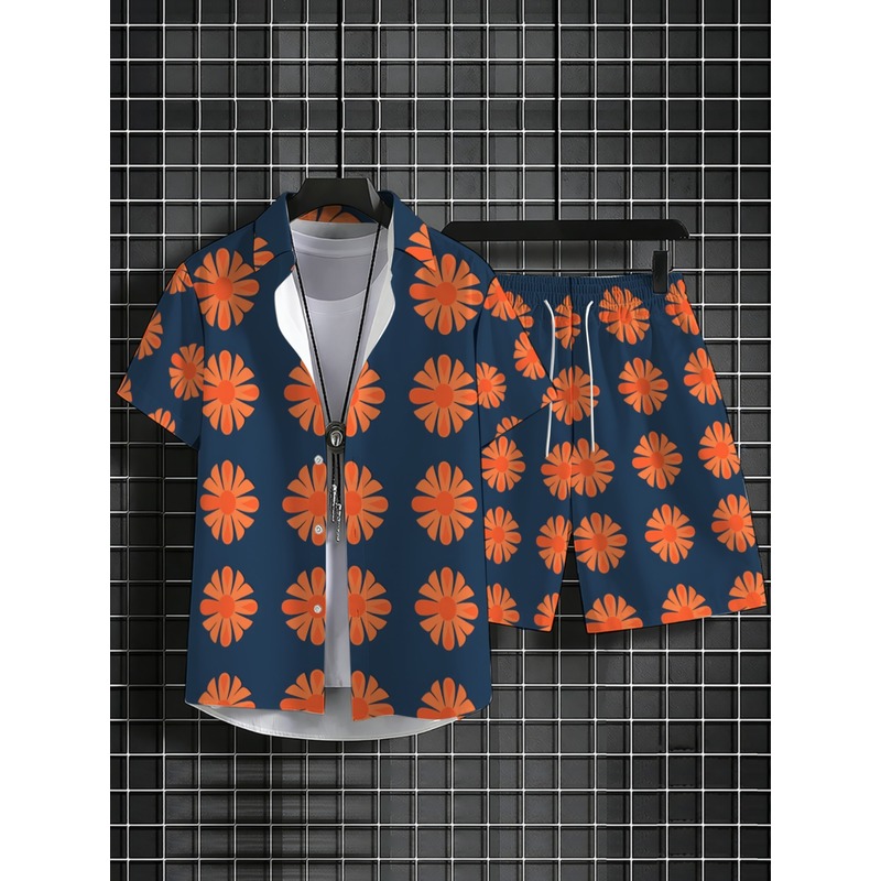 طقم قميص رجالي بأكمام قصيرة وش - مراجعة Printed Floral Shirt وسعره